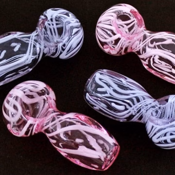 4ct 3" Square Mouth Pink Twirl Hand Pipe