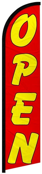 Windless Banner Flag - Open (Red & Yellow) - No Pole