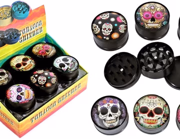 Skulls 52mm Fisheye Design 3pc Grinder 12pk
