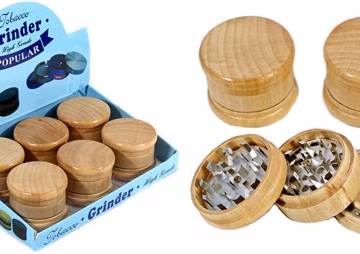Wood Design 3pc Tobacco Metal Grinder 6pk - 60mm