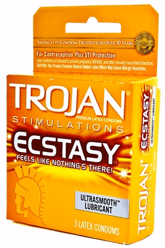 6ct Trojan Stimulations Ecstasy Ribbed Lubricated Condoms