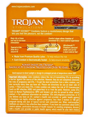 6ct Trojan Stimulations Ecstasy Ribbed Lubricated Condoms