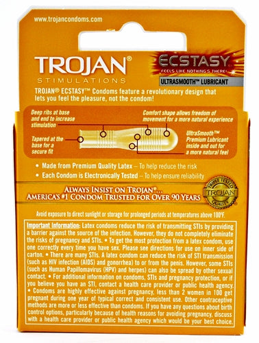 6ct Trojan Stimulations Ecstasy Ribbed Lubricated Condoms