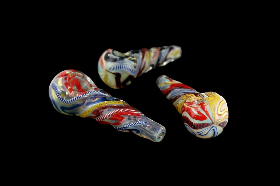 6ct 4" Twisted Cursive Strip Spoon Hand Pipe