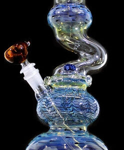 15" Twisted Glass Heavy Work Elbow Double Bubble Water Pipe