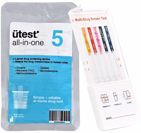 Utest 5 Panel Drug Test Kit U - THC-COC-Meth-OPI-BZO
