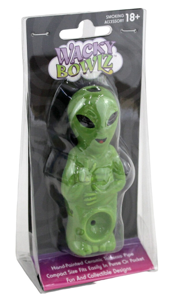 Wacky Bowlz Ceramic Hand Pipe - Alien - Image 3