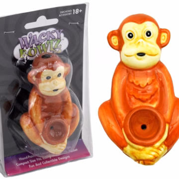 Wacky Bowlz Ceramic Hand Pipe - Monkey