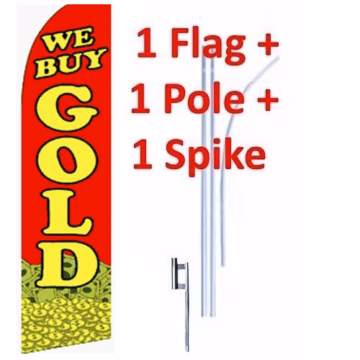 15' We Buy Gold Windless Business Bow Swooper Feather Flag Kit