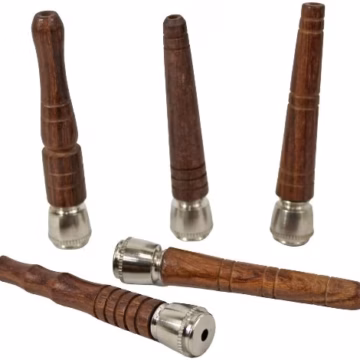 10ct 4" Wood Chillum Metal Pipe