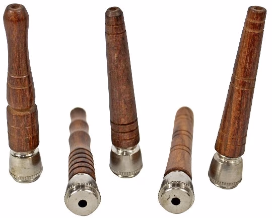 10ct 4" Wood Chillum Metal Pipe