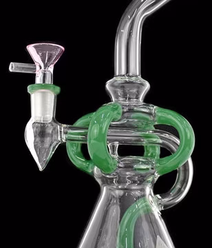 9" Threaded Quad Tube Shower Perk Recycler Water Pipe
