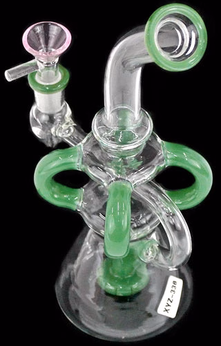 9" Threaded Quad Tube Shower Perk Recycler Water Pipe