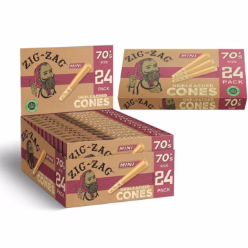 Zig Zag Pre-Rolled Unbleached Cones 70s Size 12pk