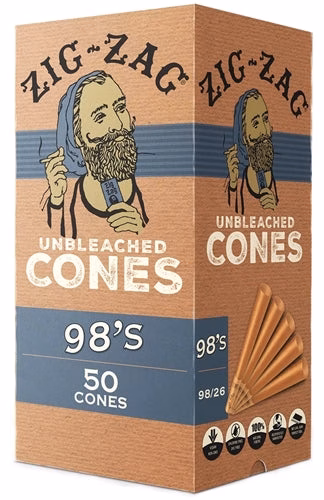 Zig Zag Mini Bulk Unbleached Cones - 98s - 50pk