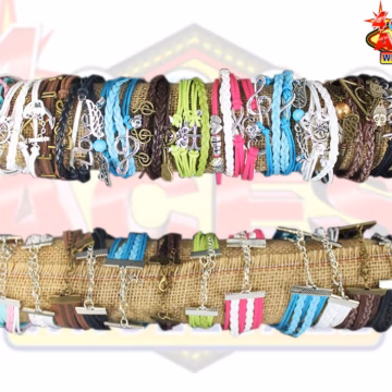 12pc Charm Bracelets Assorted Colors With Store Display