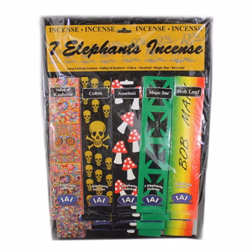 7 Elephants Incense On Store Display Card