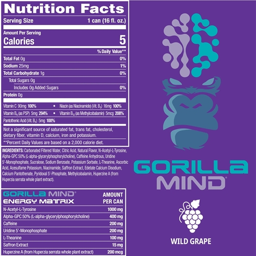 Gorilla Mind Energy Drink - Wild Grape 12pk