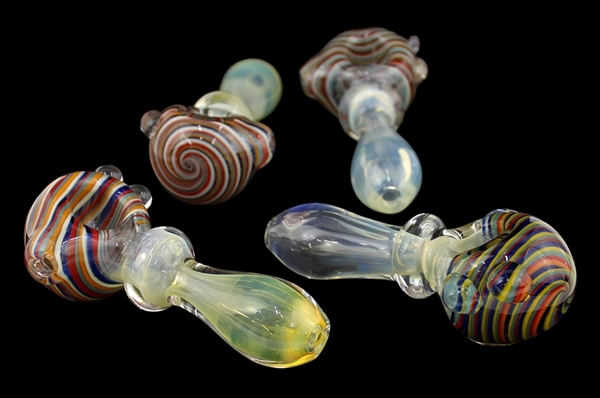4ct 4" Candy Strip Fuming Spoon Hand Pipe
