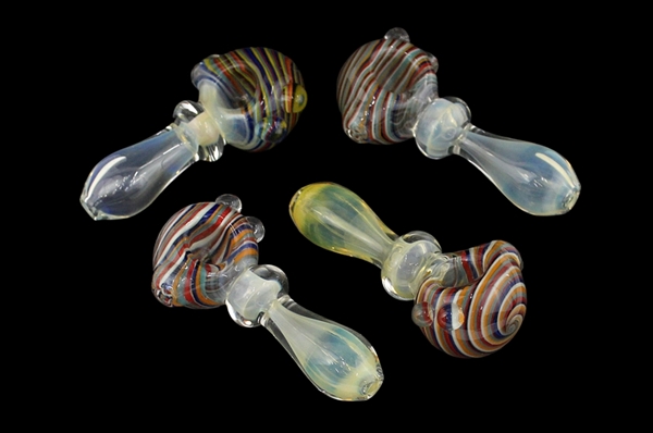 4ct 4″ Candy Strip Fuming Spoon Hand Pipe