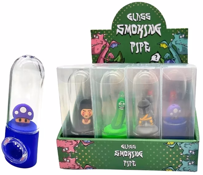 Glass Smoking Pipe Character Assortment 12pk