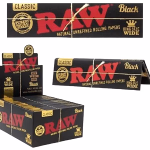 Raw Classic Black Rolling Papers – King Size WIDE Size 50pk