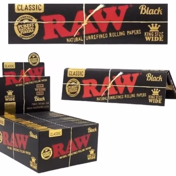 Raw Classic Black Rolling Papers – King Size WIDE Size 50pk