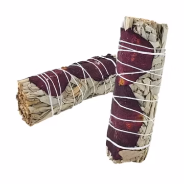 10ct Sage Smudge Stick – California White Sage with Rose 4″L