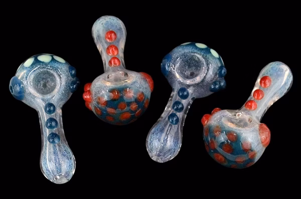 4ct 4" Marble Dots Frit Spoon Hand Pipe
