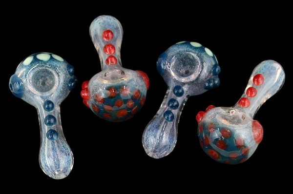 4ct 4" Marble Dots Frit Spoon Hand Pipe
