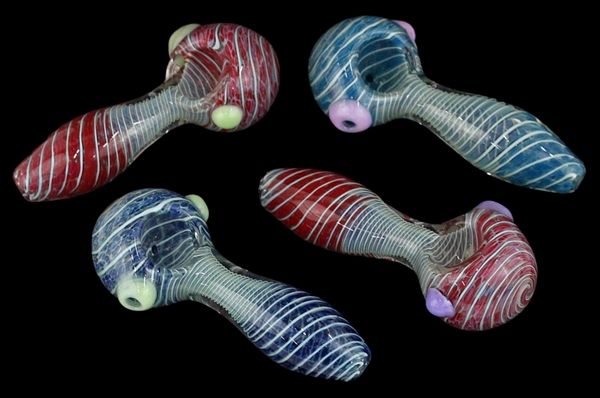 4ct 4″ Frit Vortex Helix Spoon Hand Pipe
