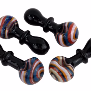 4ct 4" Candy Stripe Black Tube Spoon Hand Pipe