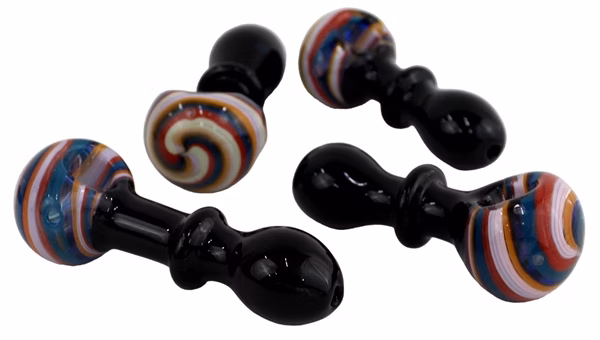 4ct 4" Candy Stripe Black Tube Spoon Hand Pipe