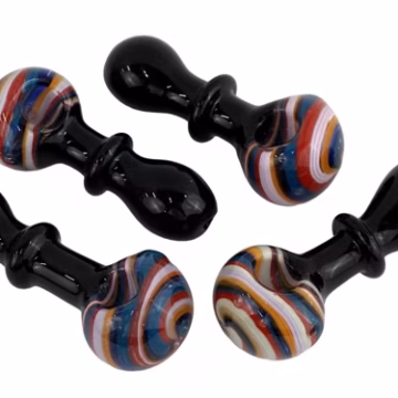 4ct 4" Candy Stripe Black Tube Spoon Hand Pipe