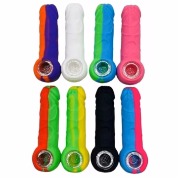 5ct 5" Silicone Hand Pipe - Penis Design