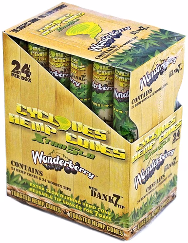 Cyclones XtraSlo Hemp Cones With Wooden Tip - Wonderberry
