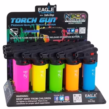 Eagle Torch Gun Lighters - Neon 15pk