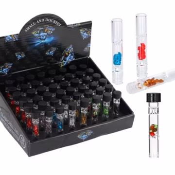 Glass Chillums with Gem Filter 48pk