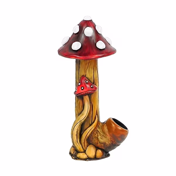 Pichincha Hand Crafted Medium Hand Pipe - Tall Red Mushroom