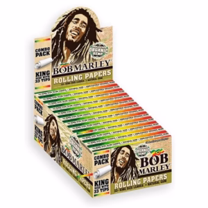 Bob Marley Unbleached Organic Hemp Rolling Papers – King Size with Tips