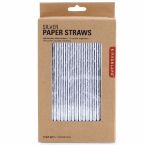 5ct Kikkerland Paper Straws in Silver 144pk