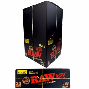 Raw Black Cones 1 1/4 Size 20/12ct