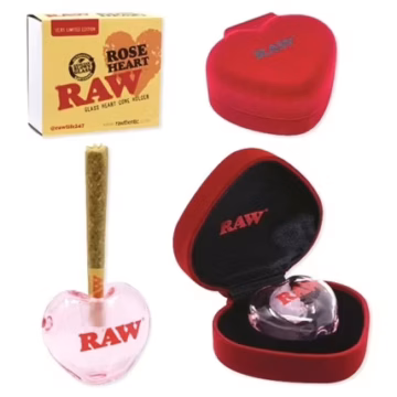 Raw Glass Rose Heart Cone Holder