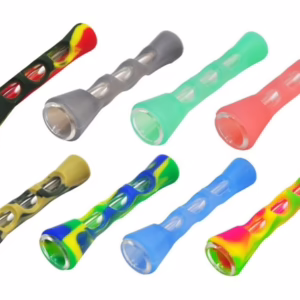 10ct 3" Silicone Glass 1 Hitter Straight Shooter Chillum Assortment