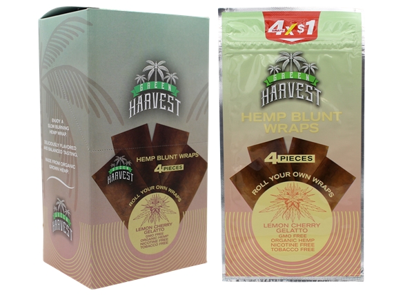 Green Harvest Hemp Blunt Wraps 15pk - Lemon Cherry Gelatto