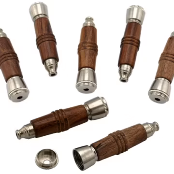 10ct 3" Straight Shooter Wood Metal Pipe Chillum