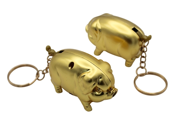 Novelty Lighters - Golden Pig Keychain