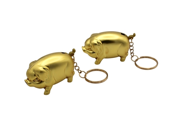 Novelty Lighters - Golden Pig Keychain