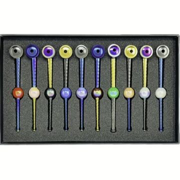 Diamond Texture & Iridescent Bead Metal Pipe 10pk