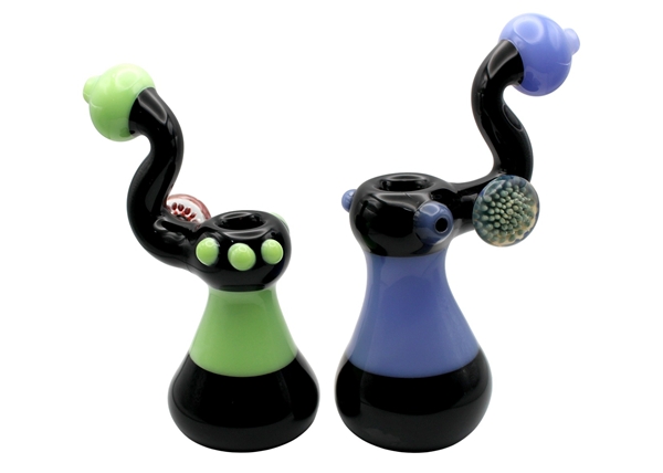 2ct 7" Petal Puffer 2 Tone Bubbler Water Pipe